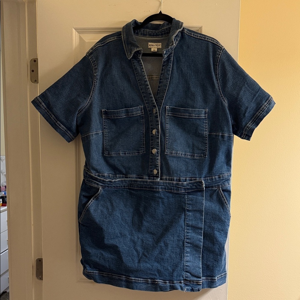 Target Ava & Viv Blue Denim Button-Up Romper